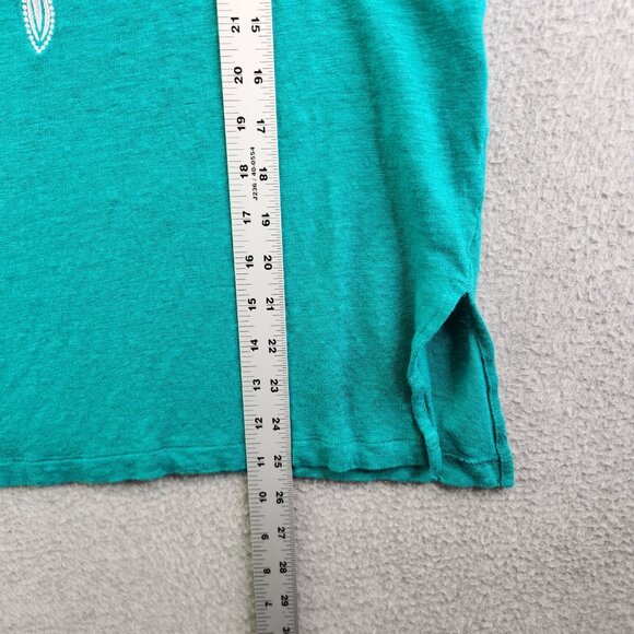 Chicos Top Womens 2 Blue Soft Linen Embroidered Boho Festival Side Slits - Picture 7 of 12